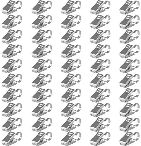 BIHRTC Pack of 50 Curtain Clips Thickening Stainless Steel with Hooks Lights Hanger Small Metal Wire | Amazon (US)