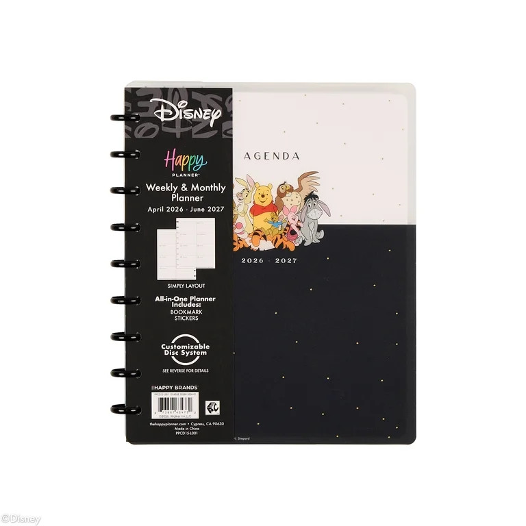 Happy Planner Disney Pooh & Company Monthly Weekly Classic 15 Month Disc Bound Dated Planner (7\u... | Walmart (US)
