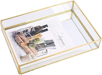 Amazon.com: Sooyee Gold Tray Mirror, Rectangle Mirror Tray can Hold Perfume, Jewelry, Cosmetics, ... | Amazon (US)