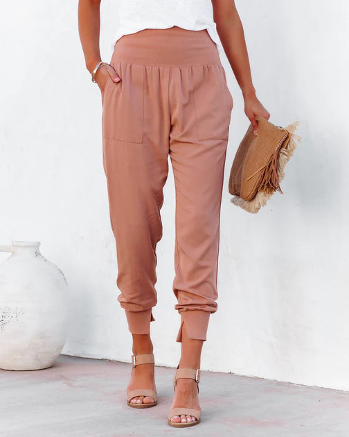 Hot And Bothered Pocketed Cotton Joggers - Mauve | VICI