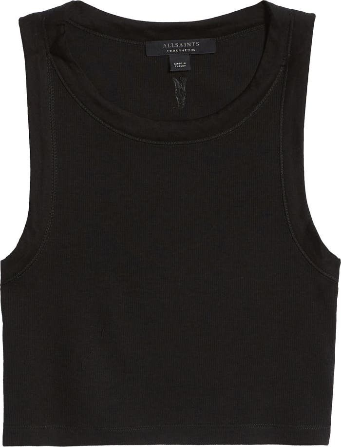 AllSaints Rina Stretch Crop Tank Black Top Tops Black Crop Top Summer Outfits Budget Fashion | Nordstrom