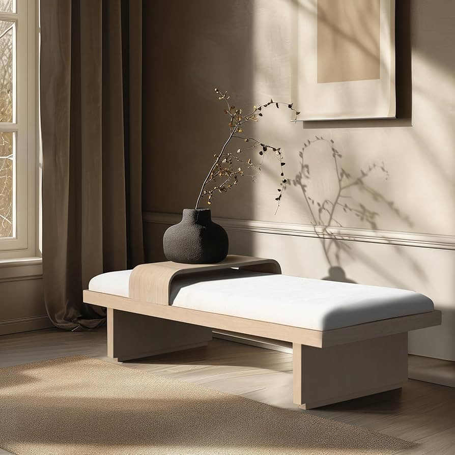 Meridian Furniture 22013Cream Arlington Collection Mid-Century Modern Bench with Soft Cream Cheni... | Amazon (US)