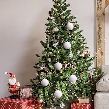 6 Pcs 4 Inches Large Christmas Ornaments Balls Glitter White Snowball Ornaments for Christmas Tre... | Amazon (US)