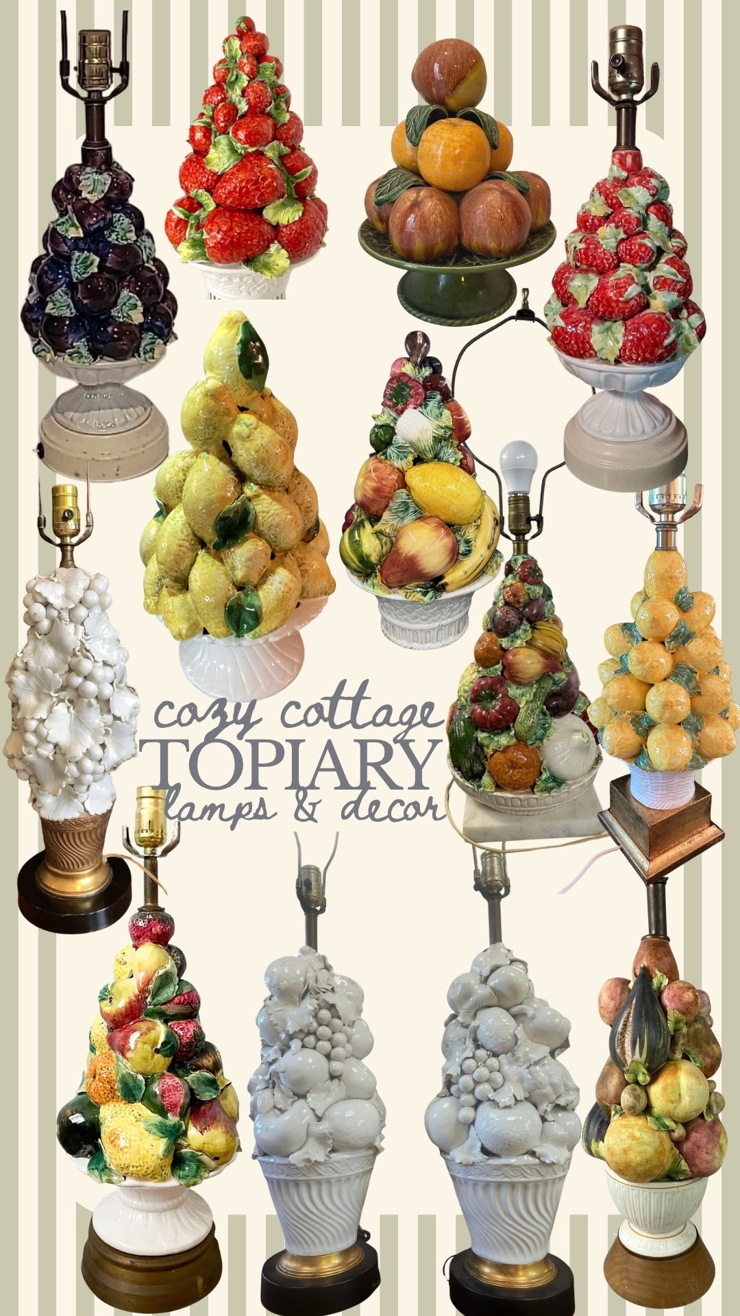 Antique and vintage topiary lamps and decor. I’ll be updating this as I find more!