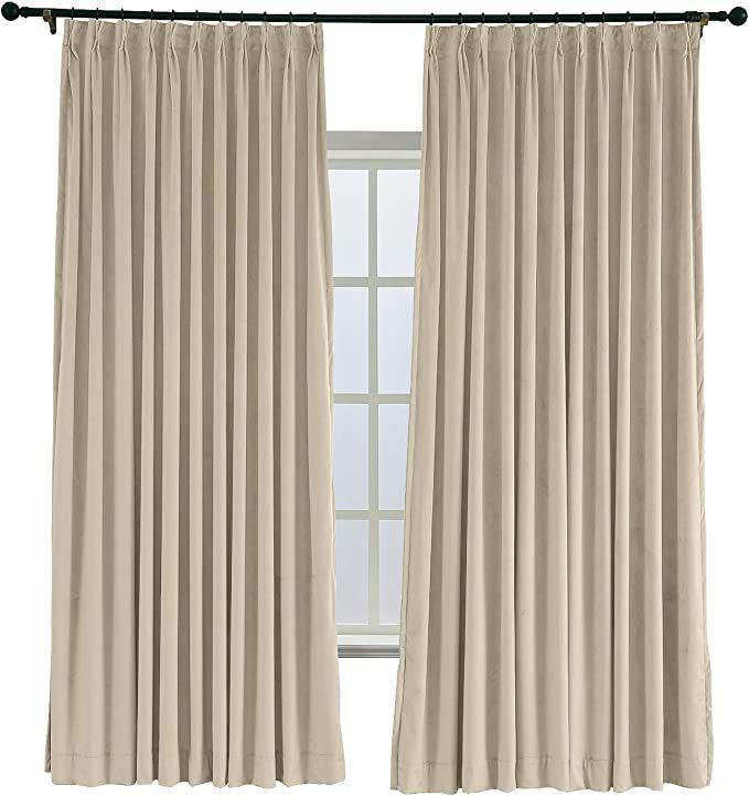 TWOPAGES 52 W x 84 L Pinch Pleated Curtains Room Darkening Velvet Curtain with Blackout Lining fo... | Amazon (US)