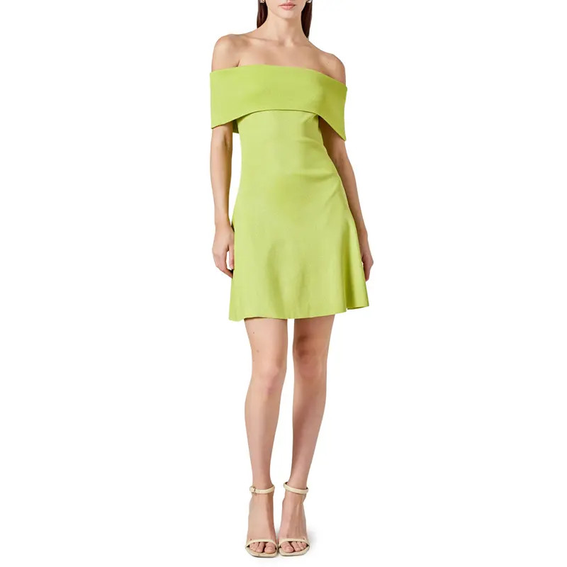 Endless Rose Metallic Off the Shoulder Knit Minidress in Green at Nordstrom Rack, Size Small | Nordstrom Rack