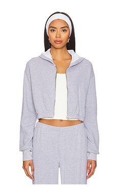 LA Made Zip Up Crop Hoodie in Heather Grey from Revolve.com | Revolve Clothing (Global)