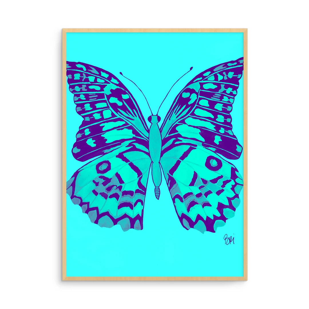Teal Pop Art Butterfly Print - Etsy | Etsy (US)