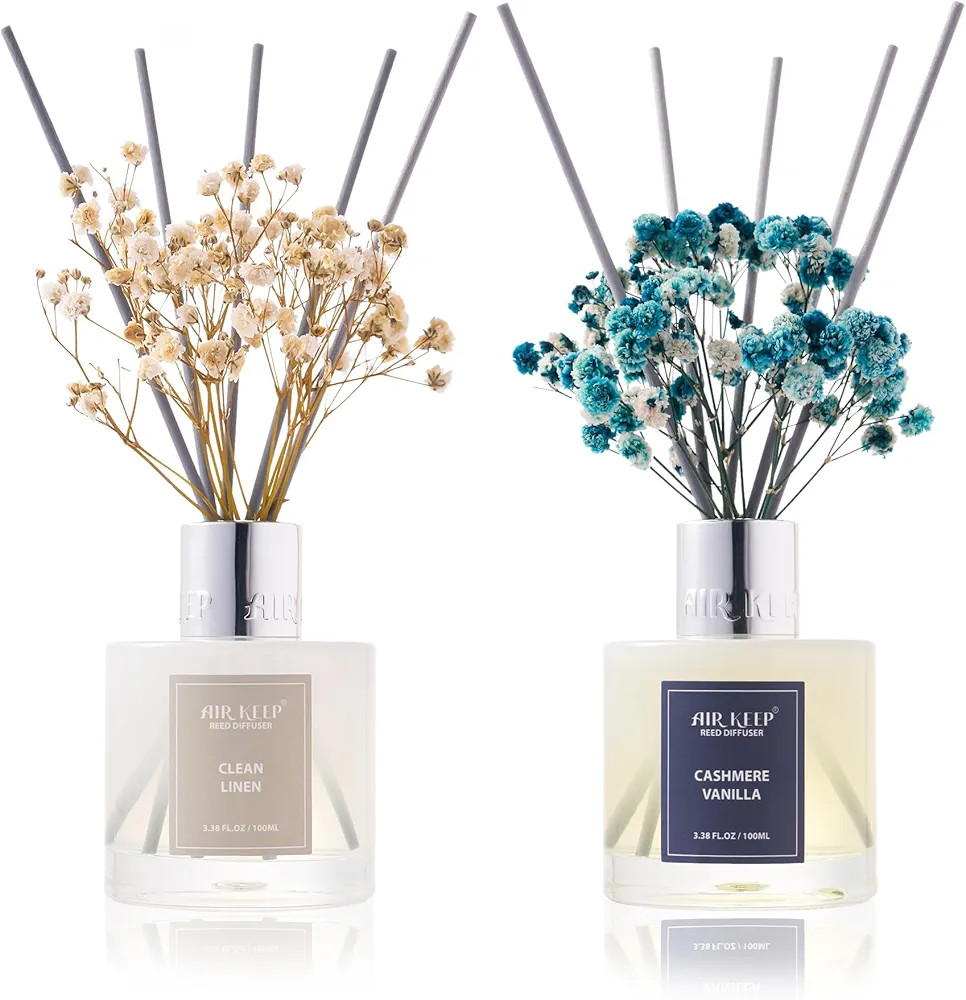 Reed Diffuser 3.38 oz (100ml) 2pk,Clean Linen/Cashmere VanillaScented Reed Diffuser Set,Reed Diff... | Amazon (US)