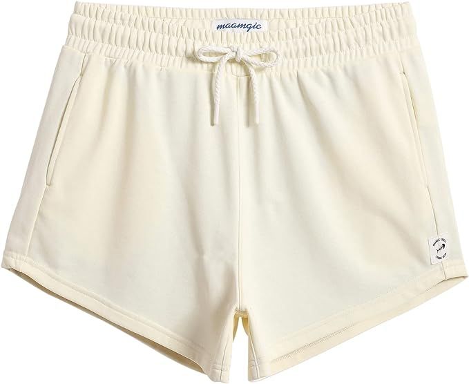 maamgic Sweat Shorts Women Casual Drawstring Cotton Shorts Comfy Elastic Waist Gym Athletic Runni... | Amazon (US)