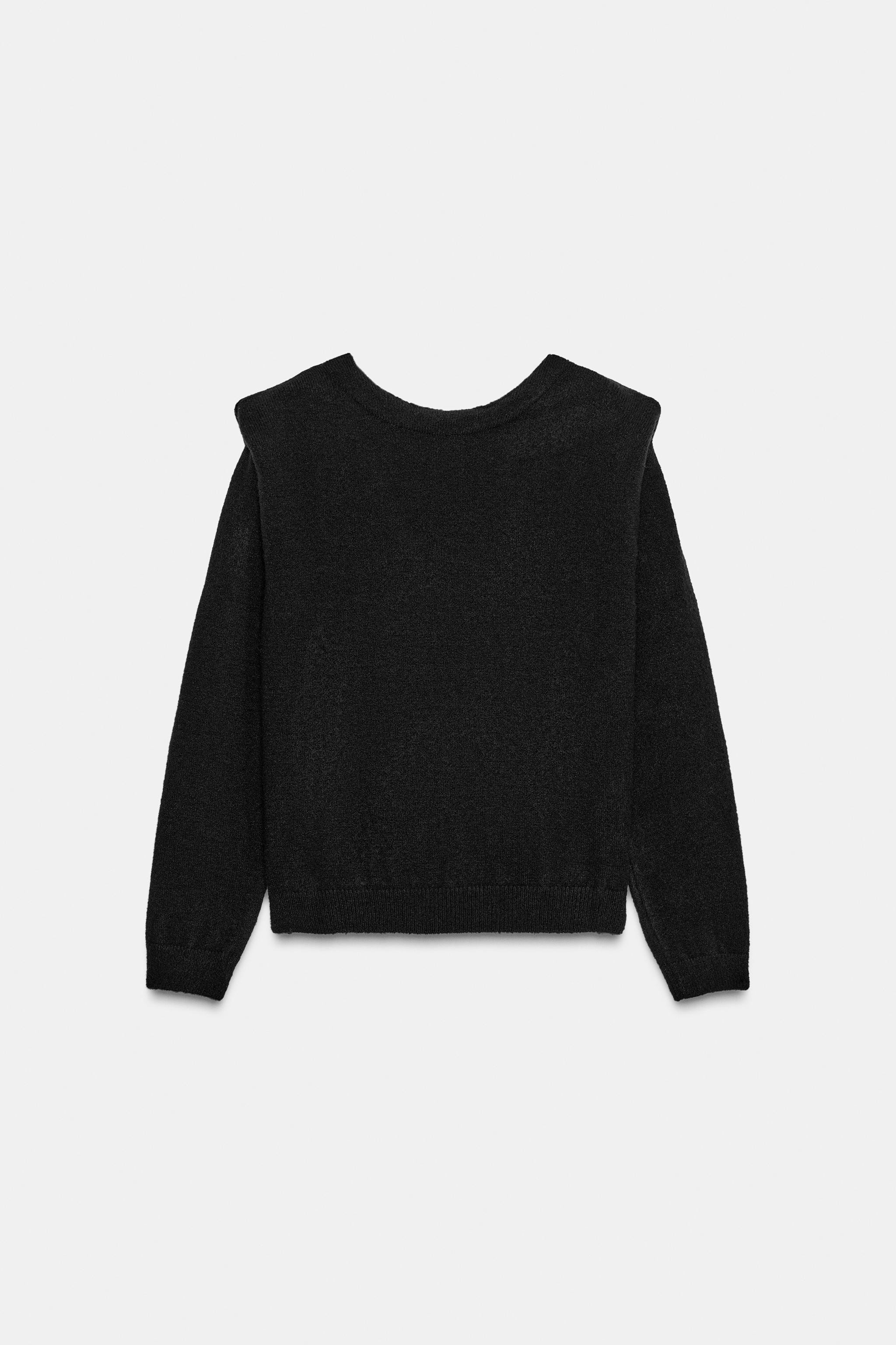 SHOULDER PAD V-NECK BACK KNIT JUMPER | Zara US