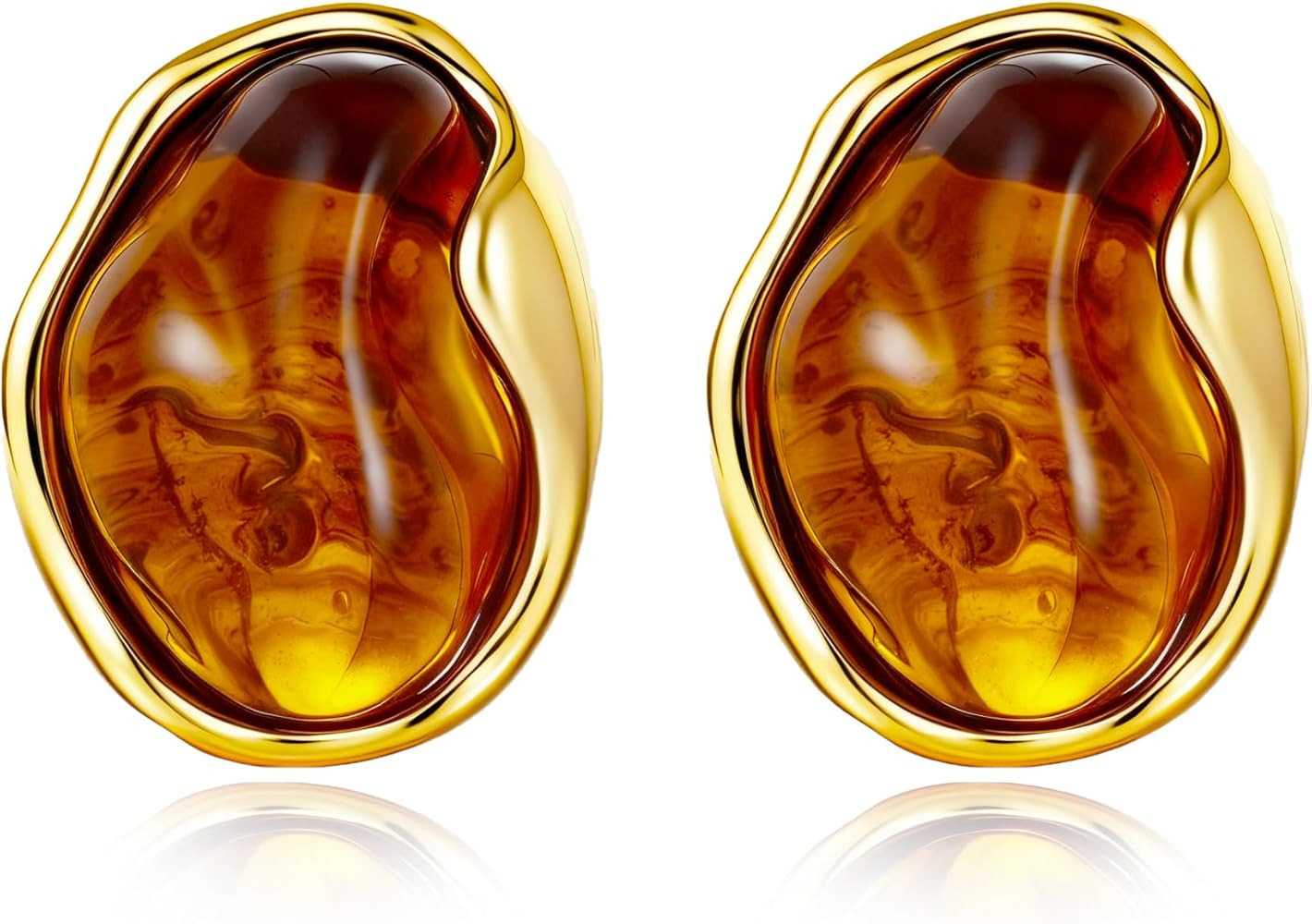 Amber Resin Heart Stud Earrings for Women Gold-Plated Statement Studs Lightweight Acrylic Trendy ... | Amazon (US)