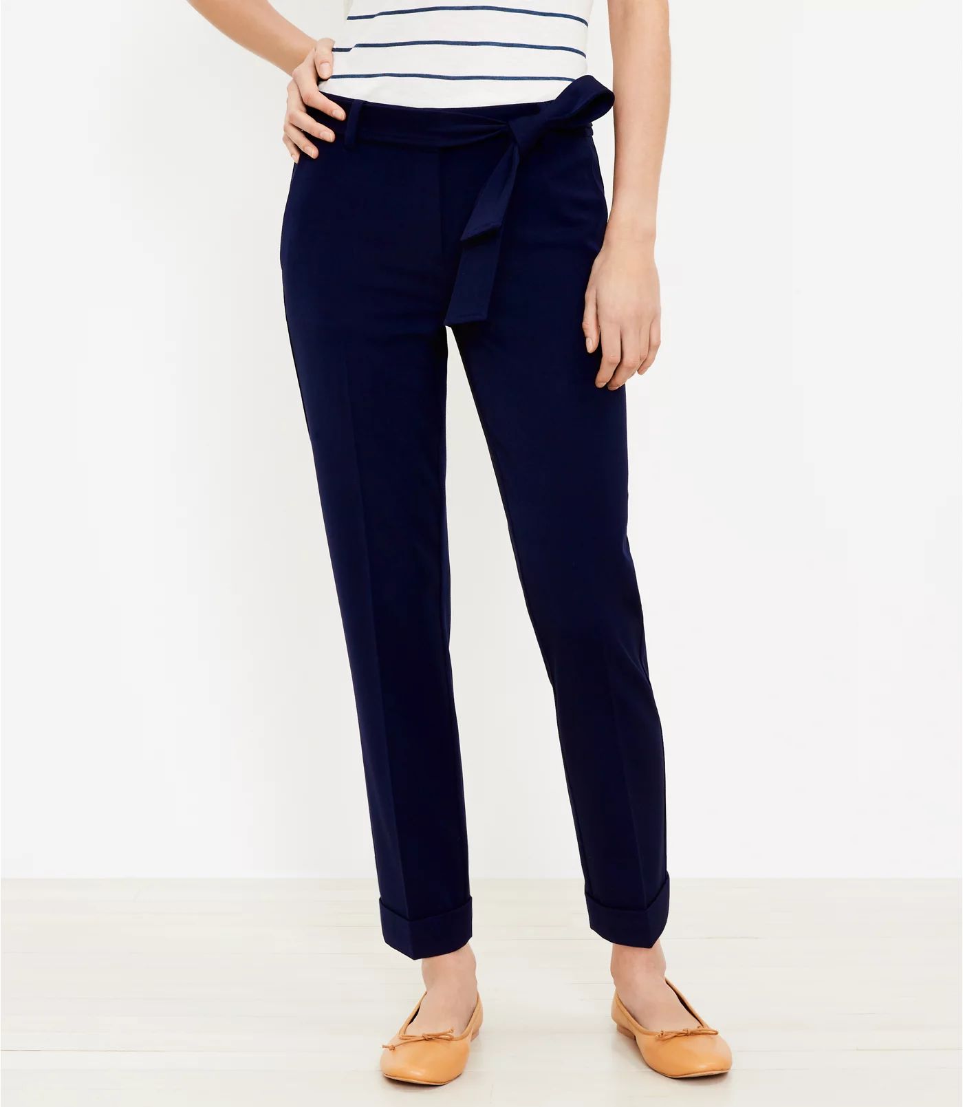 Petite Tie Waist Slim Taper Pants | LOFT