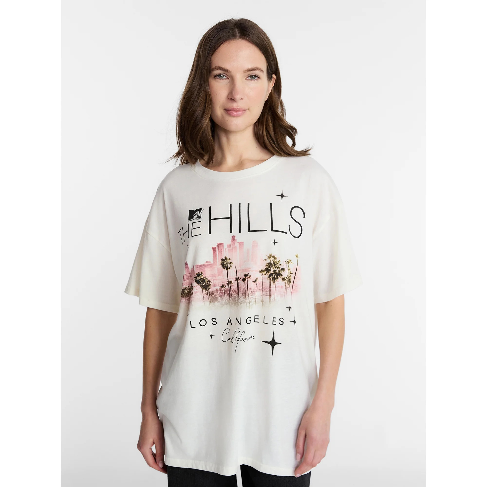 The Hills Women's Oversized Graphic Tee with Short Sleeves, Sizes XXS-XXL | Walmart (US)