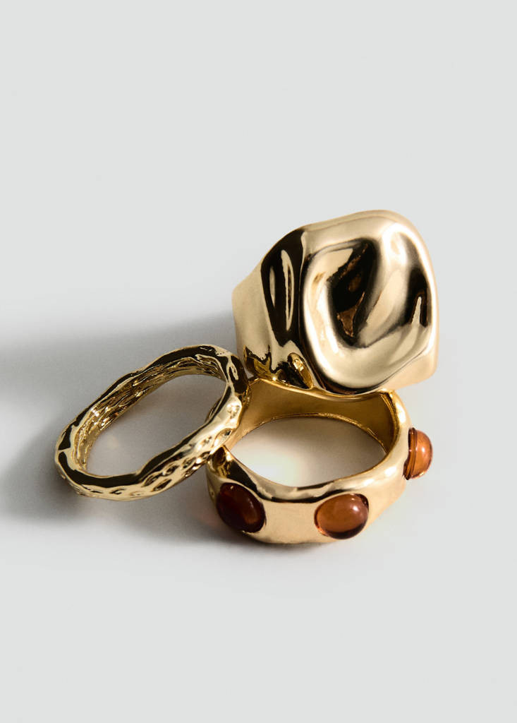 Combined ring 3 set gold - Woman - M - MANGO | Mango (US/MX/AU)