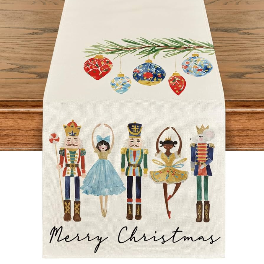 Artoid Mode Watercolor Nutcrackers Xmas Balls Merry Christmas Table Runner, Seasonal Winter Holid... | Amazon (CA)