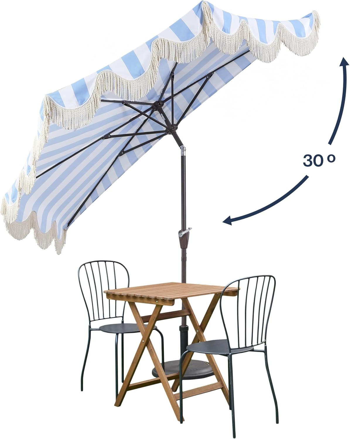 JONATHAN Y Half Umbrella UMB1201C Beverly 9 ft. Designer Classic Scalloped Fringe Market Patio wi... | Amazon (US)