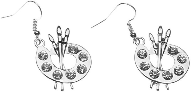 Paint Brush and Colorful Paint Palette Dangle Charm Earrings - Etsy | Etsy (US)