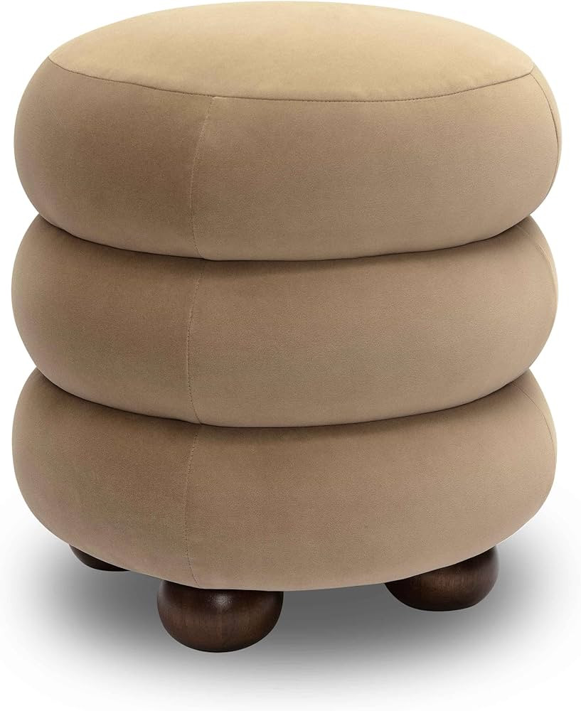 Tov Furniture Stefanie Velvet Ottoman (Taupe) | Amazon (US)
