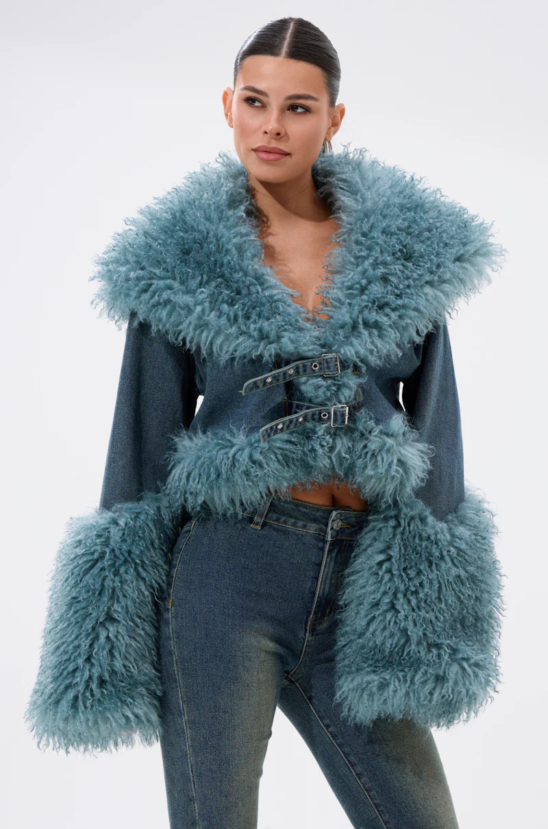 SIT PRETTY FUR TRIM DENIM JACKET | AKIRA