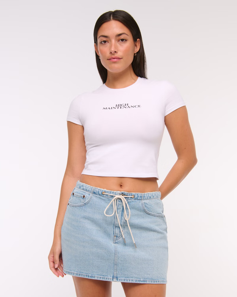 Curve Love Mid Rise Denim Mini Skirt | Abercrombie & Fitch (US)