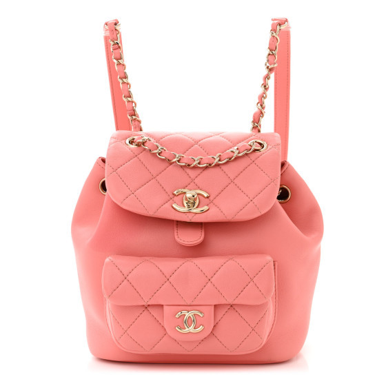 Lambskin Quilted Small Duma Drawstring Backpack Pink | FASHIONPHILE (US)