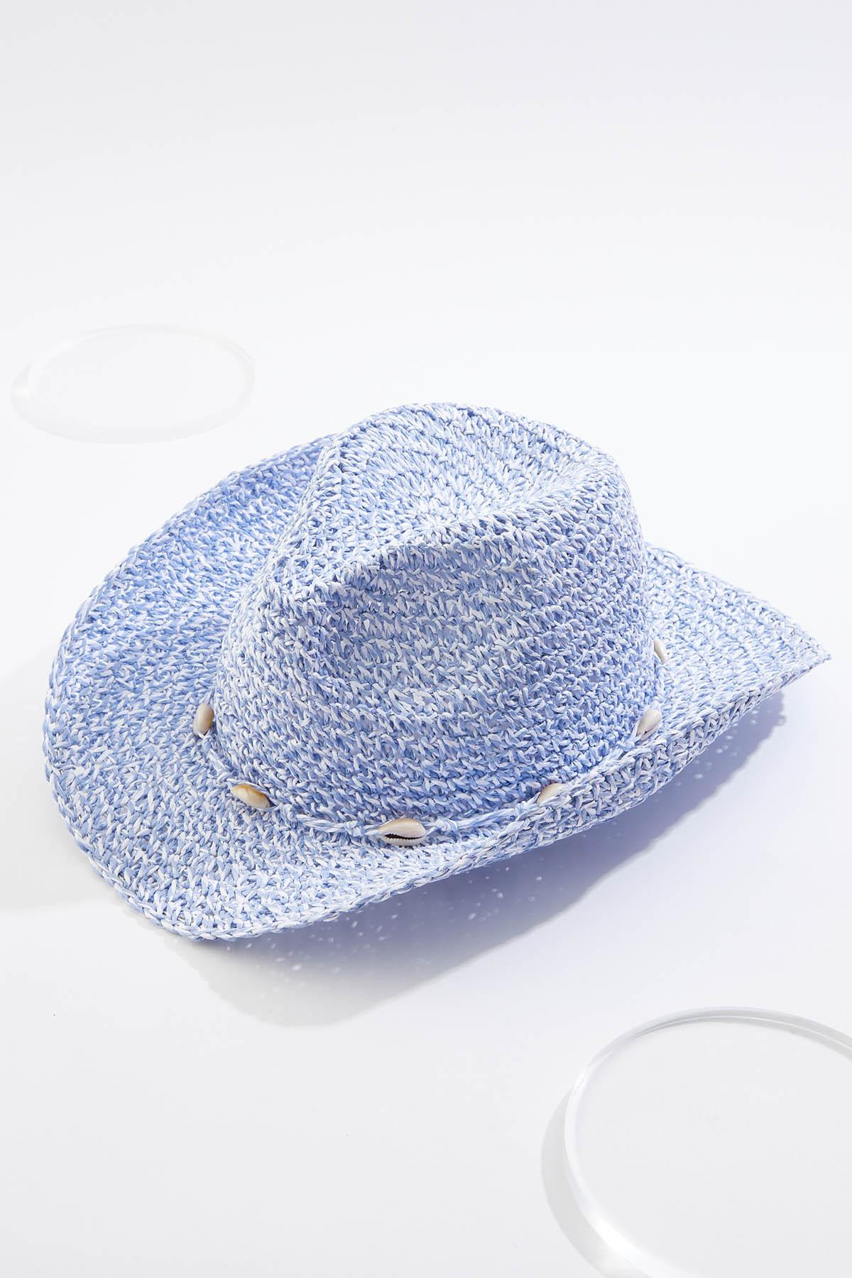 Puka Shell Straw Cowboy Hat - Blue | Cato Fashions