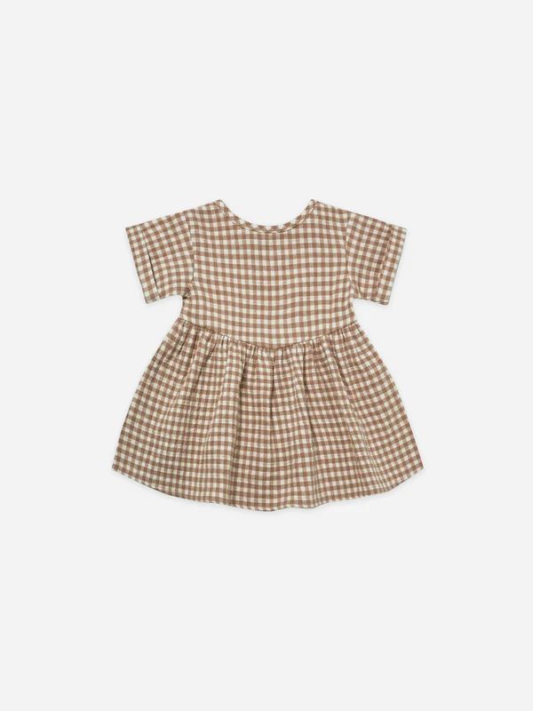 brielle dress | cocoa gingham | Quincy Mae