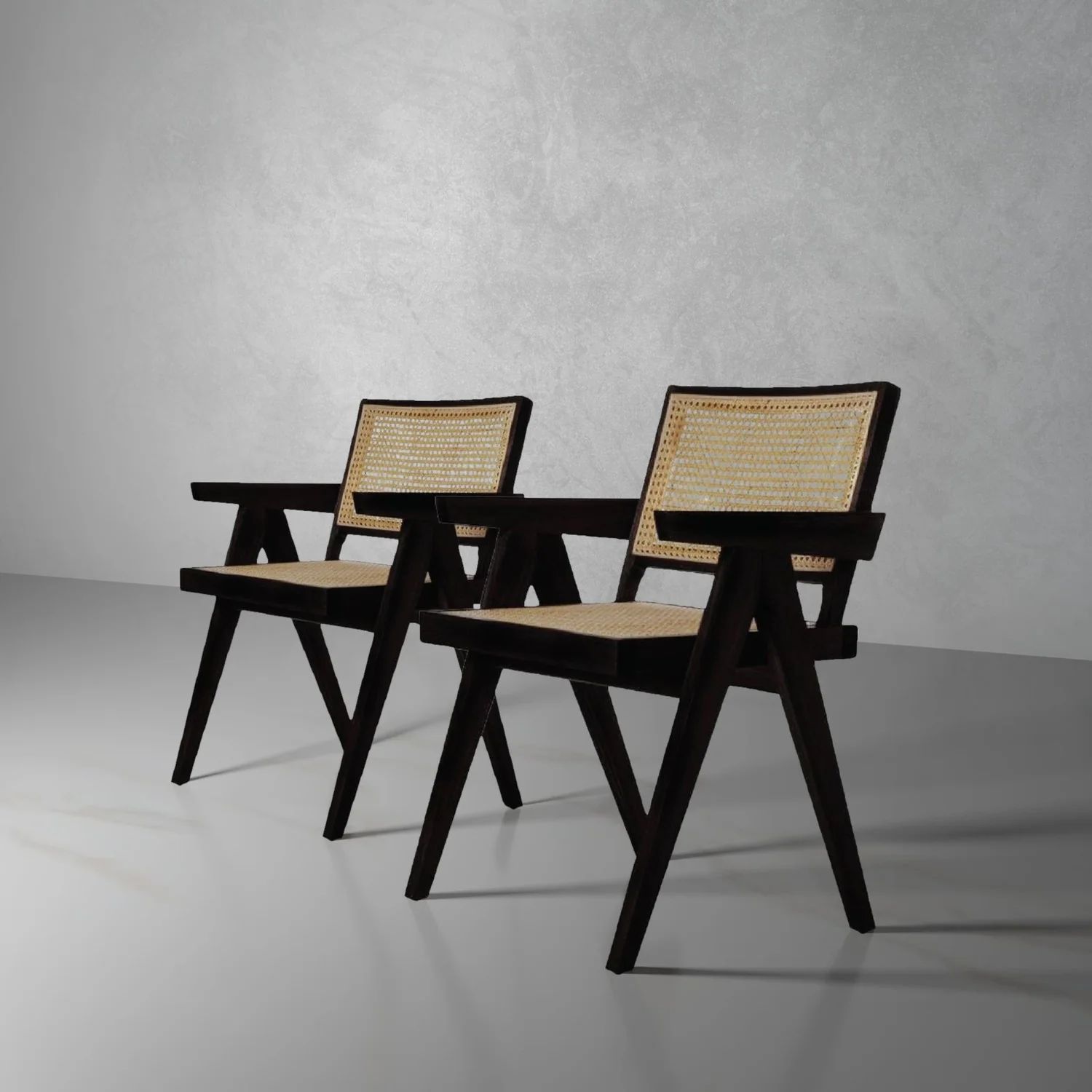 Jeanneret Dining Armchair Set - Black | France and Son