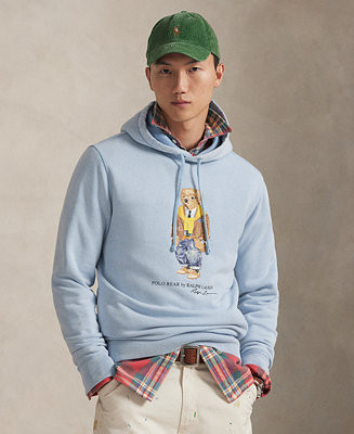 Men's Polo Bear Garment-Dyed Fleece Hoodie Sweatshirt | Macy's