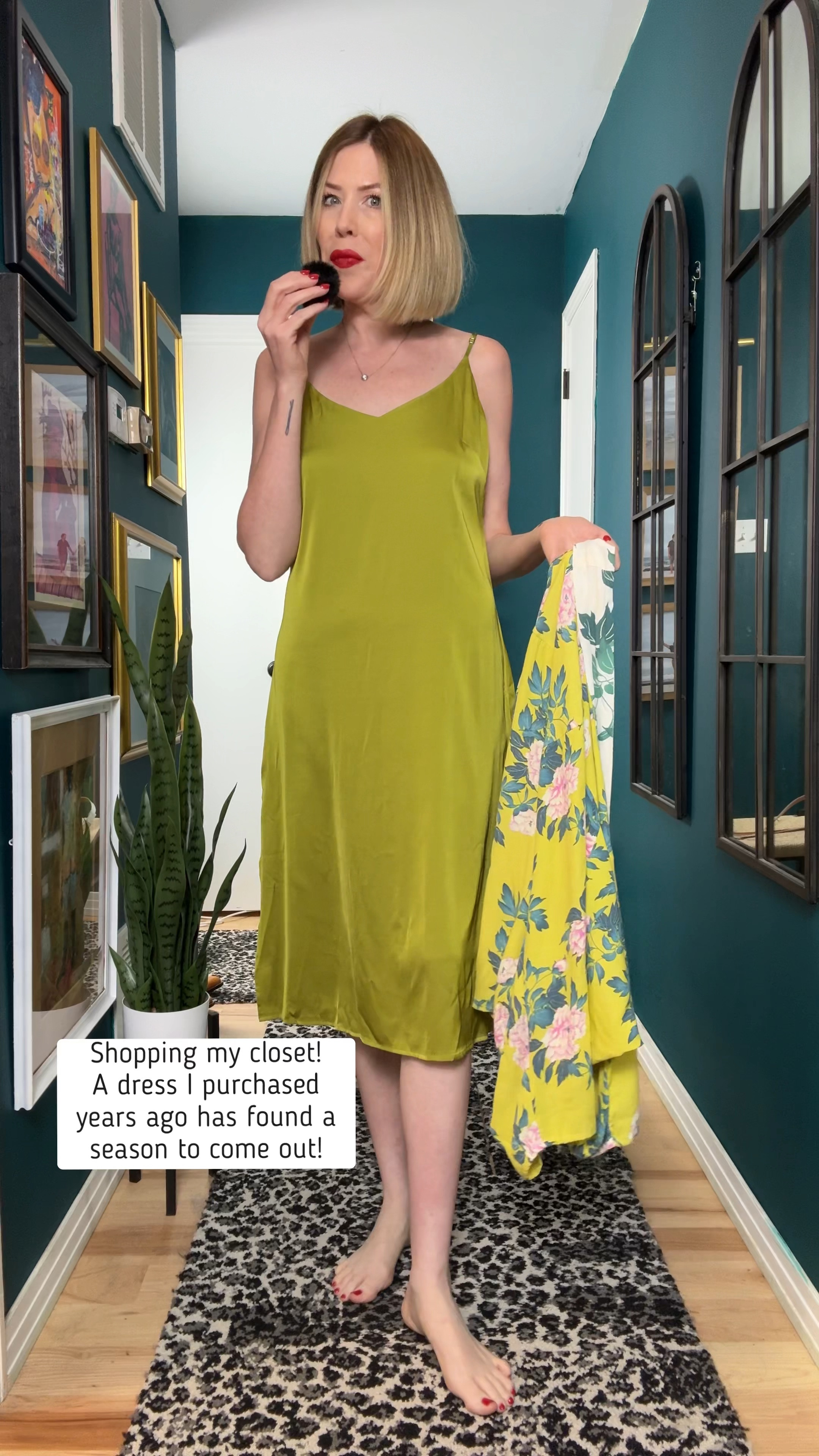 
💋Shopping my closet and rediscovering gems like this chartreuse slip dress! Pairing it with a vintage belt, a short kimono from Anthropologie, and leopard platform shoes by Matisse Experimenting with my style and loving the result! 
#summerdress #partyoutfit #fathersdaybrunch

#LTKParties #LTKOver40 #LTKStyleTip
