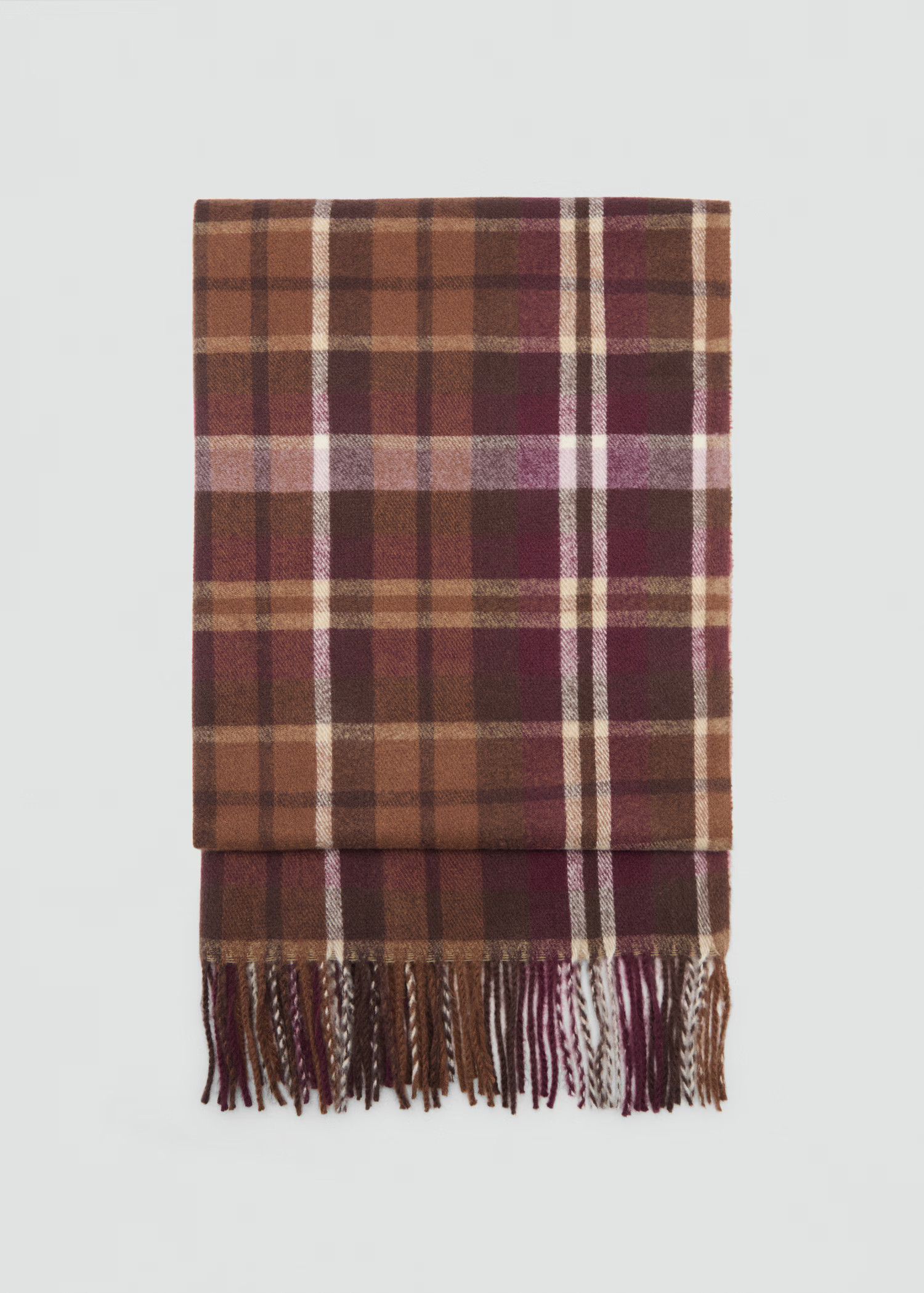 Fringed check scarf - Women | MANGO USA | Mango (US/MX/AU)