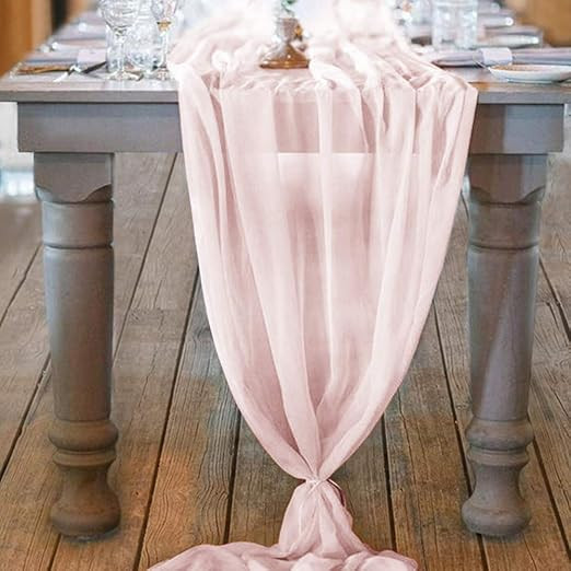 Socomi 10ft Blushing Pink Chiffon Table Runner 29x120 Inches Romantic Wedding Runner Sheer Bridal... | Amazon (US)