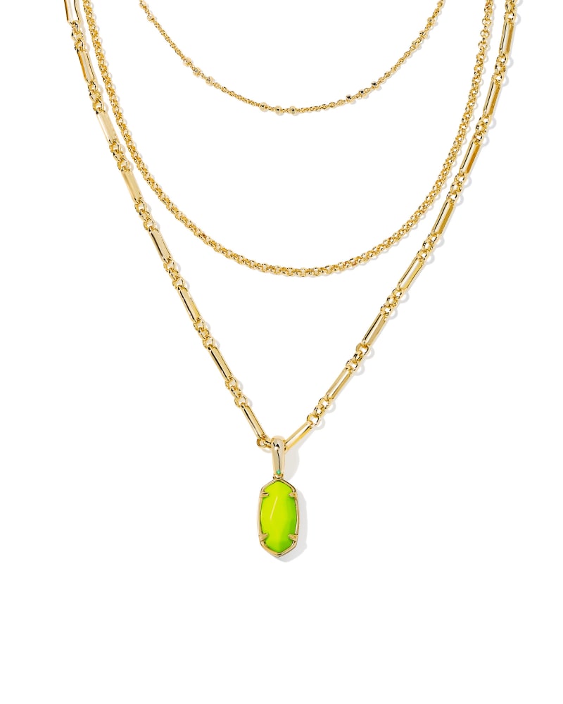 Elisa Gold Triple Strand Necklace in Neon Yellow Magnesite | Kendra Scott