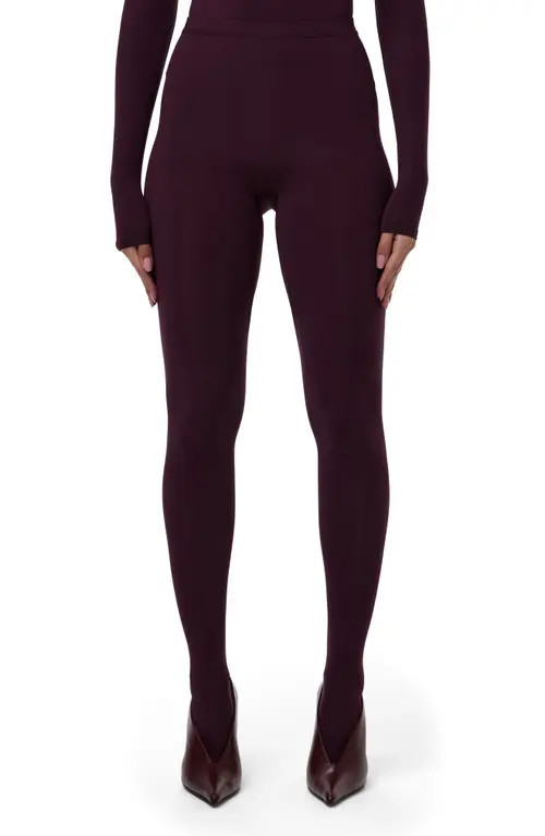 Naked Wardrobe Closed Toe Leggings in Dark Plum at Nordstrom, Size X-Large | Nordstrom