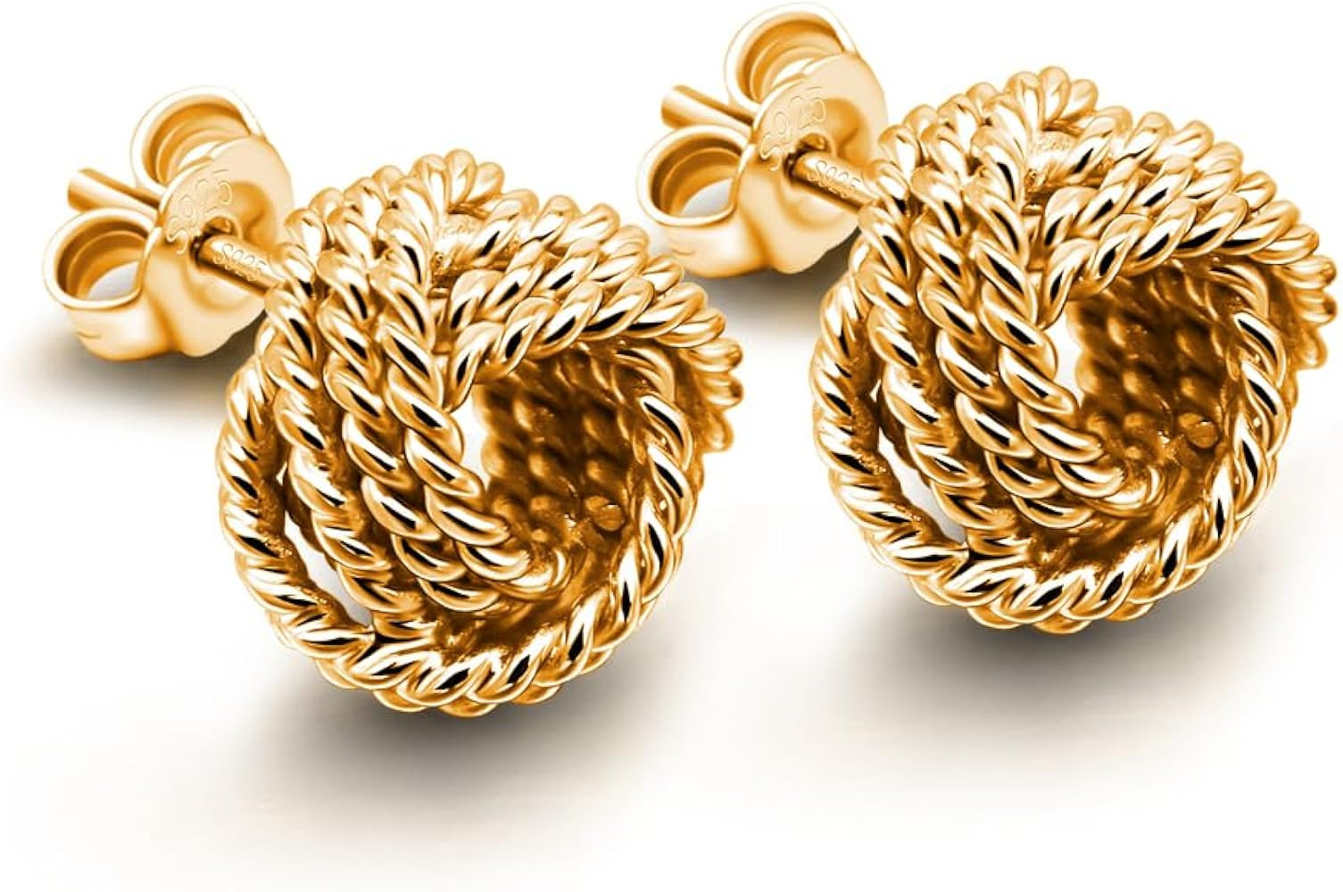 Women 925 Sterling Silver Love-Knot Earring Italian Design 0.35''& 0.43''Lightweight Twisted Love... | Amazon (US)