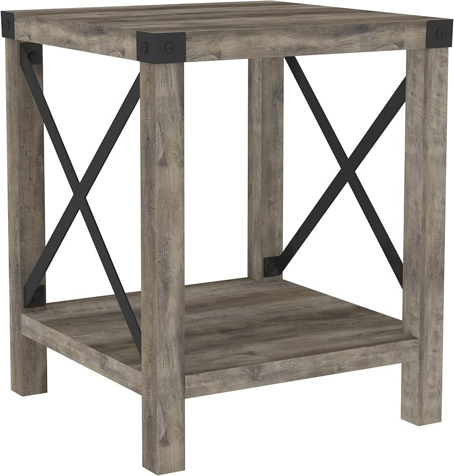 Walker Edison Sedalia Modern Farmhouse Metal X Side Table, 18 Inch, Grey Wash | Amazon (US)