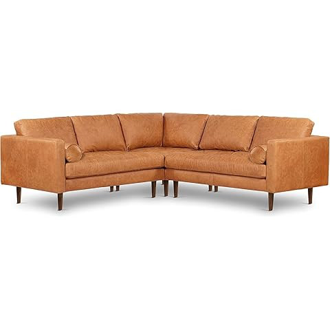 Valencia Artisan Full Leather Sofa - Pure Full Italian Nappa Leather Couch, Solid Wood Accent, Ul... | Amazon (US)