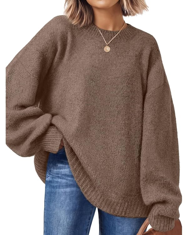 LILLUSORY Oversized Sweaters for Women 2026 Fall Fashion Outfits | Fuzzy Crewneck Pullover Tops C... | Amazon (US)