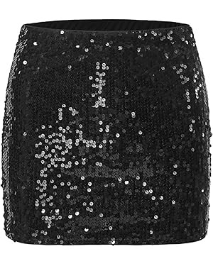 MakeMeChic Women's Sequin High Waist Mini Skirt Sparkle Bodycon Party Night Out Skirts | Amazon (US)