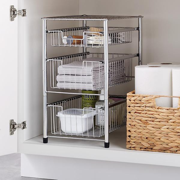 Double Drawer Wire Pull-Out Cabinet Organizer | The Container Store