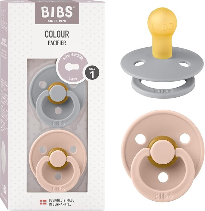 Bibs Colour Pacifier 2-Pack | BPA Free Soother, Round Nipple. Natural Rubber Latex, | Amazon (US)