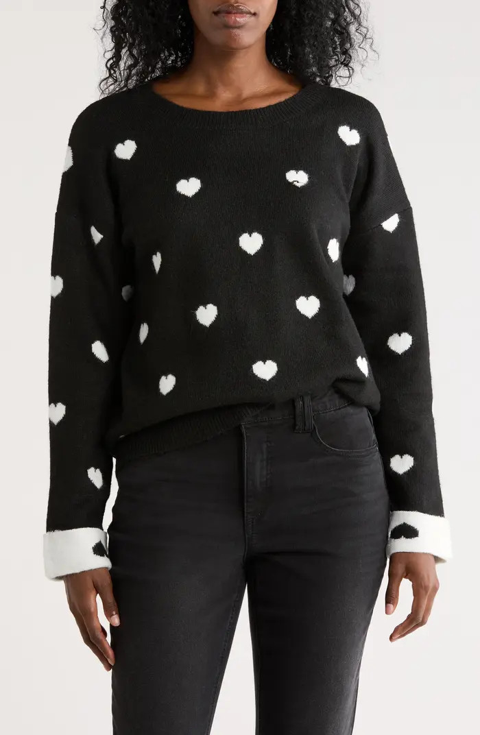 Bobeau Scattered Heart Pullover Sweater | Nordstromrack | Nordstrom Rack