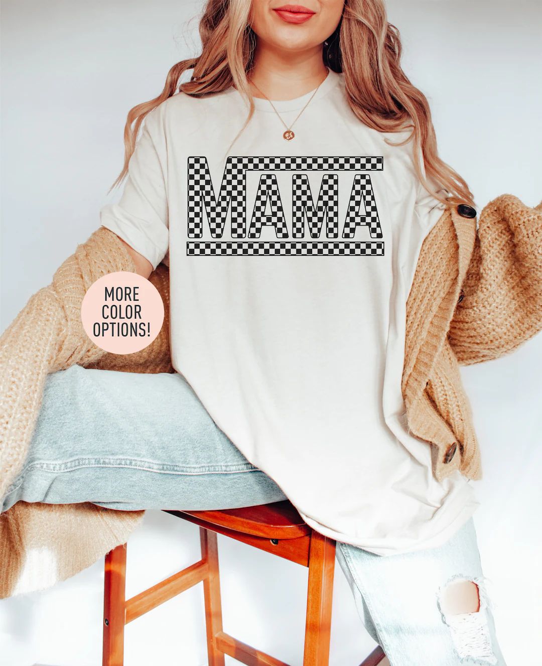 Mama Checkered Shirt, Oversized Mom Shirt, Mothers Day Gift, Retro Mama Shirt, Best Mama Shirt fr... | Etsy (US)
