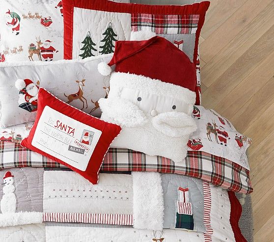 Heritage Santa Organic Toddler Sheet Set & Pillowcase | Pottery Barn Kids