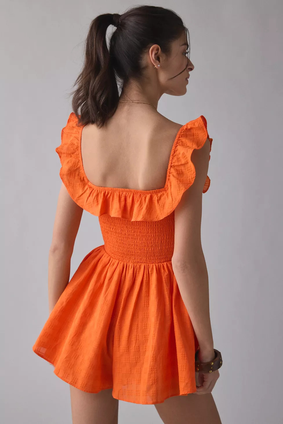 Kimchi Blue Clementine Smocked Ruffle Romper | Urban Outfitters (US and RoW)