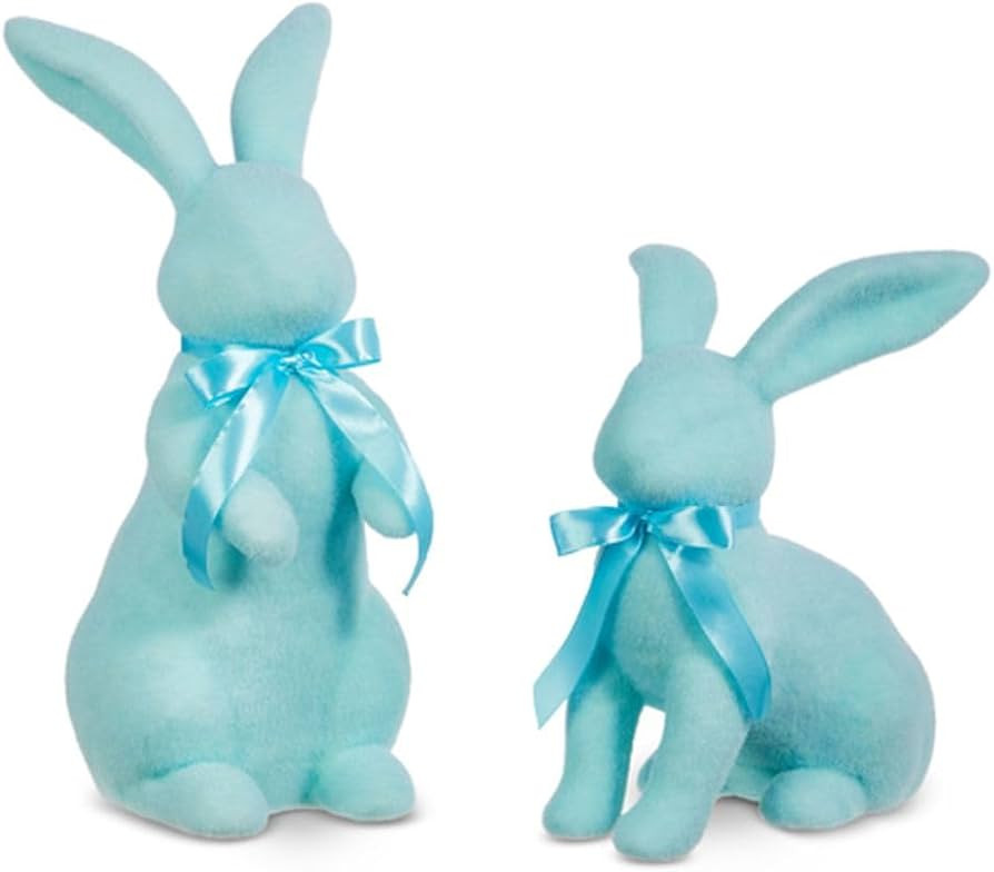 Raz Imports 2024 Easter 16" Pastel Blue Flocked Bunny, Assorted of 2 | Amazon (US)