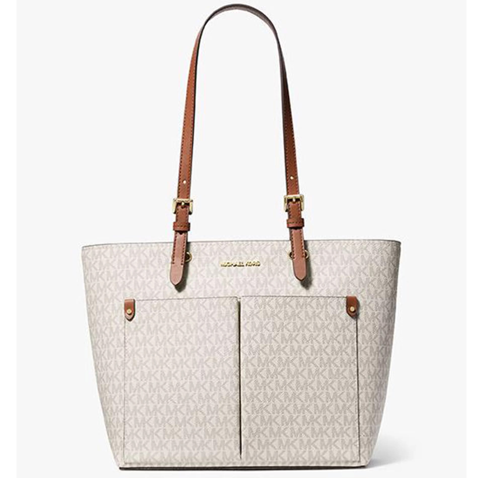 Michael Kors Jet Set Medium Logo Pocket Tote Bag (Vanilla) | Walmart (US)