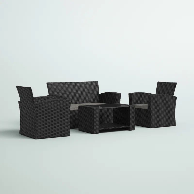 Charmain Polyethylene (PE) Wicker 4 - Person Seating Group with Cushions | Wayfair North America