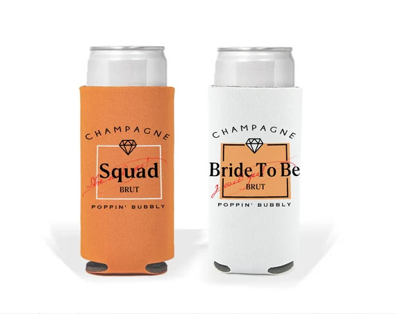 Bachelorette Slim Can Holder . Reusable Can Cooler. Champagne - Etsy | Etsy (US)